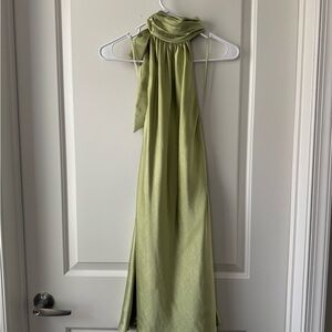 Satin Green Halter Dress